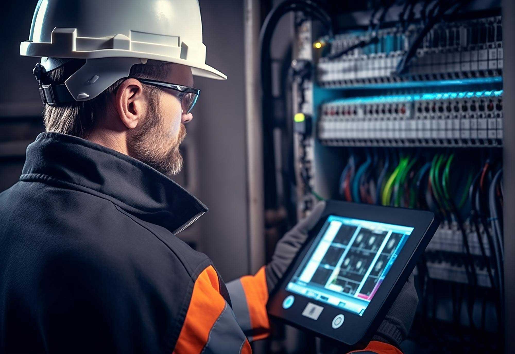 photo-electrical-technician-working-with-digital-multimeters-fuses-switchboard